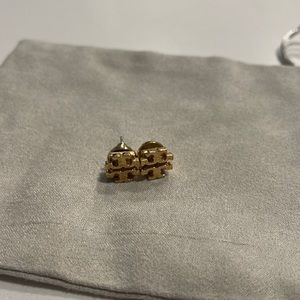 Tory Burch Logo Stud Earrings Gold